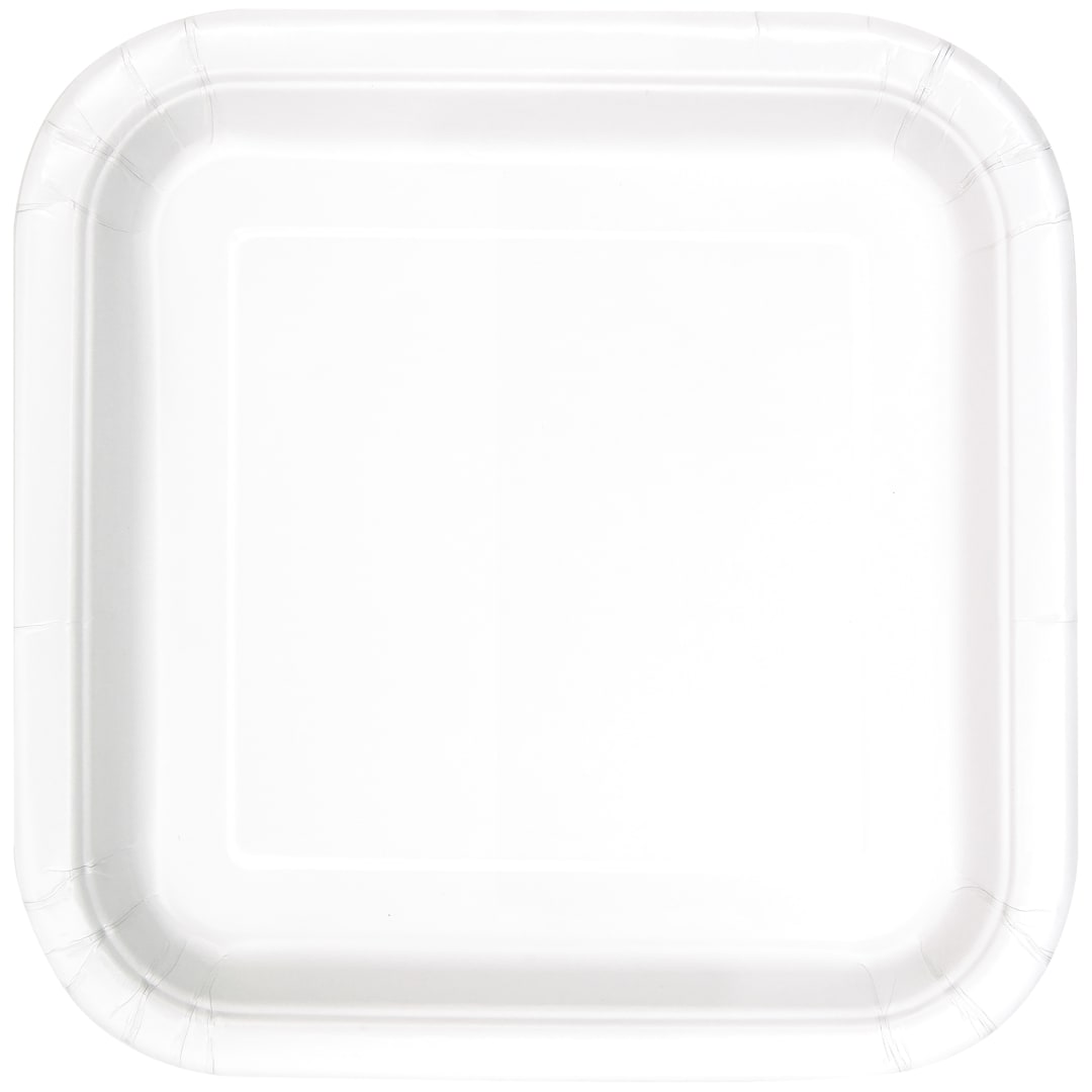 Bright White Solid Square 7" Dessert Plates, 16ct