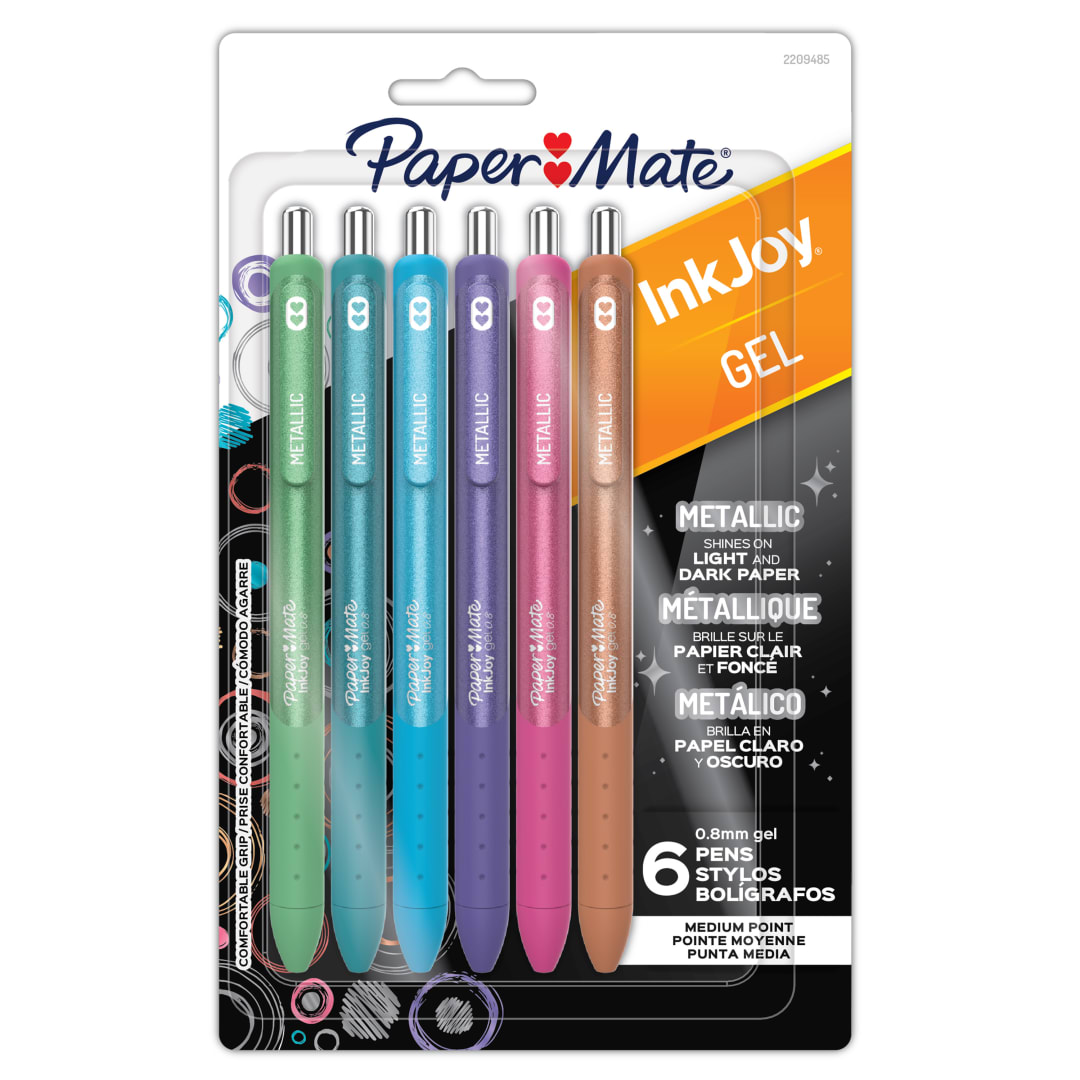 PM INKJOY GEL METALLIC 0.8MM 6CT ASST