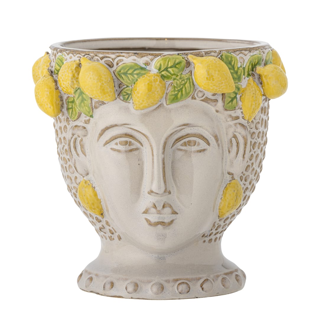 82061443 - Limone Flowerpot, Yellow, Stoneware STOCK: 1