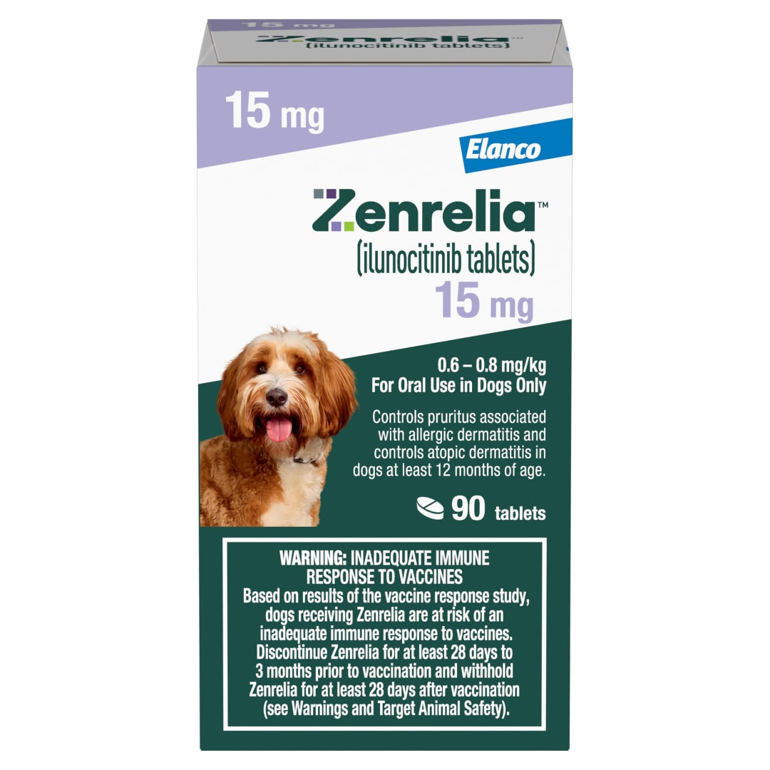 Zenrelia (Ilunocitinib Tablet) | Once Daily Prescription Itch Relief for Dogs | 15 mg (90 Count)