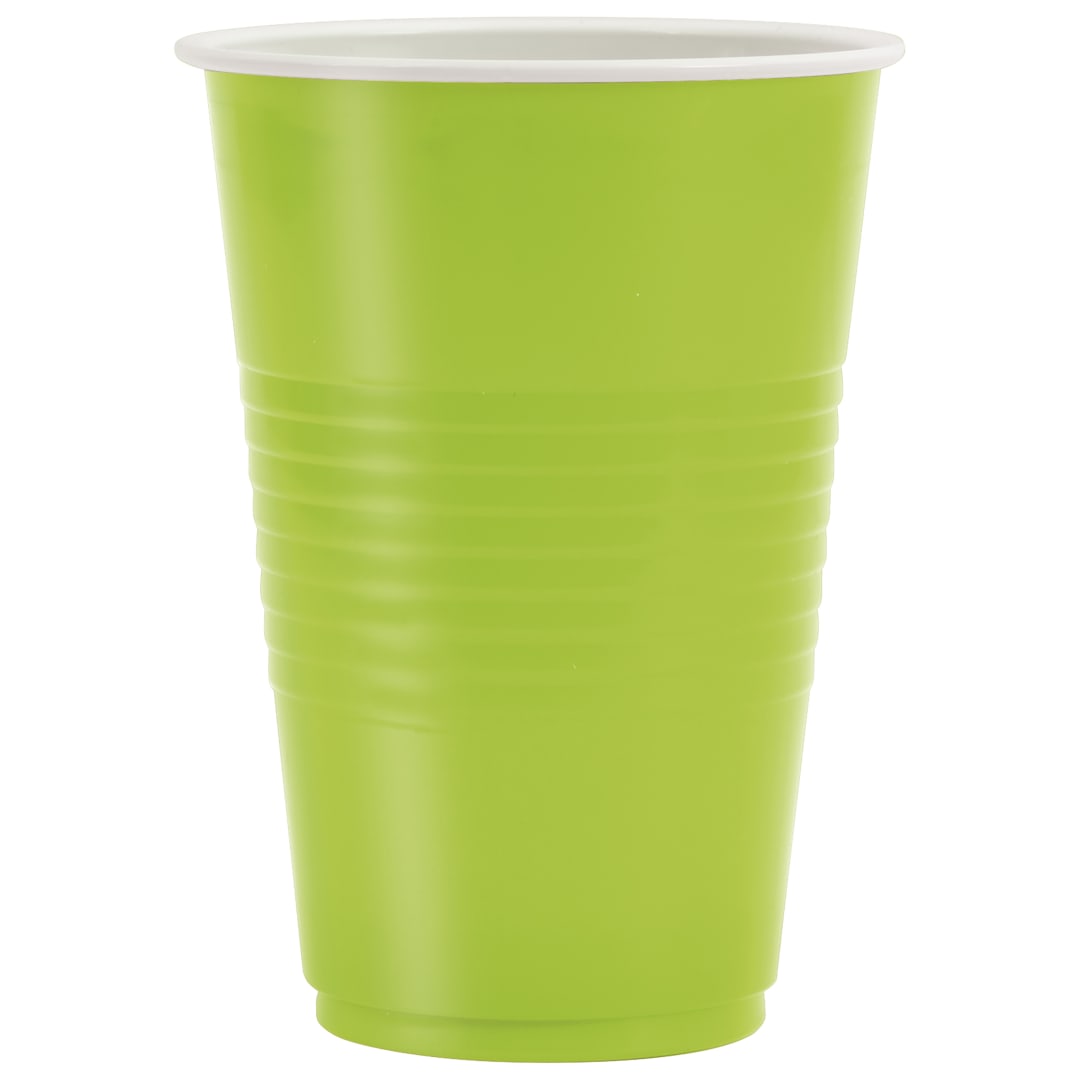 Neon Green Solid 16oz Plastic Party Cups, 50ct