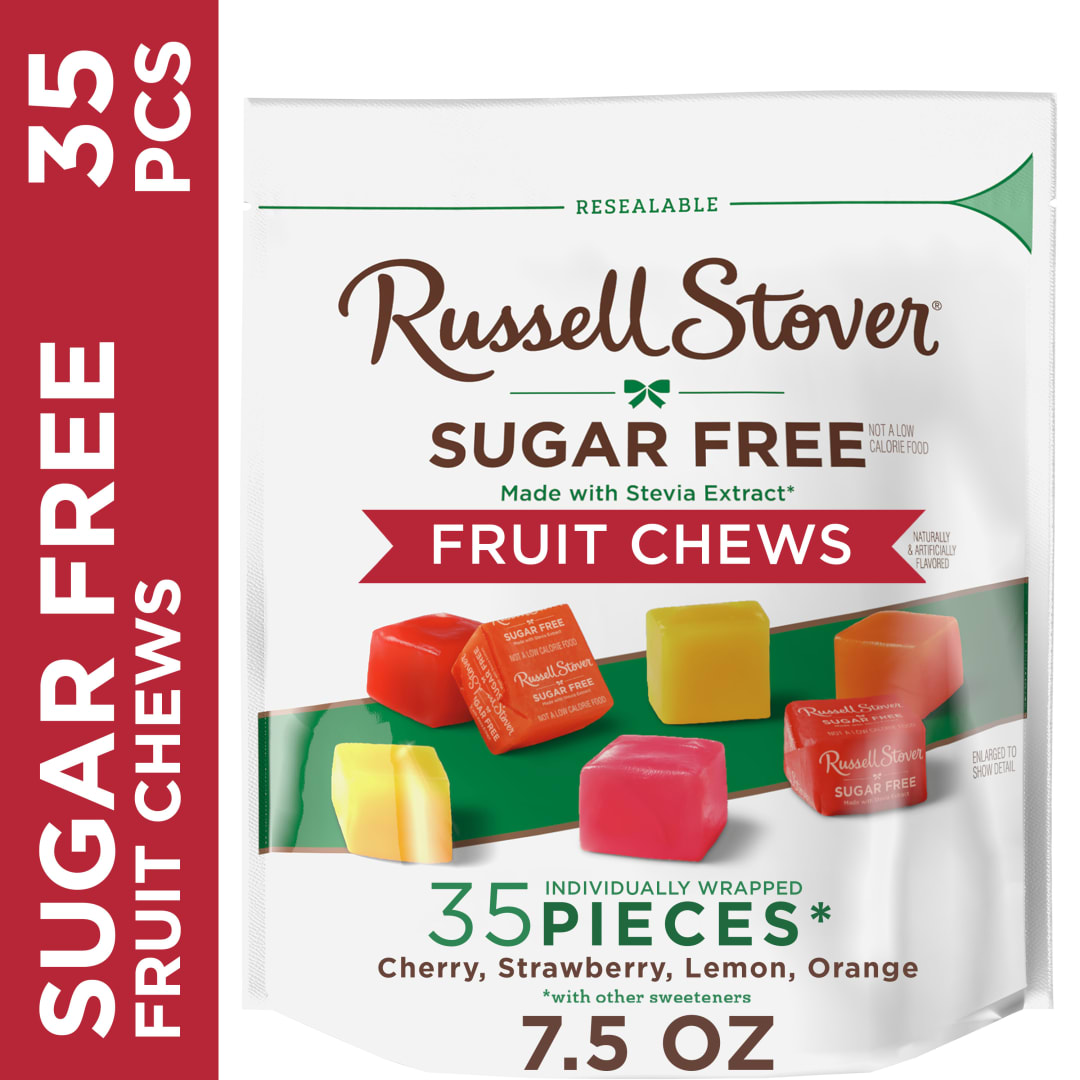 RUSSELL STOVER Sugar Free Fruit Chews Candy, 7.5 oz. bag