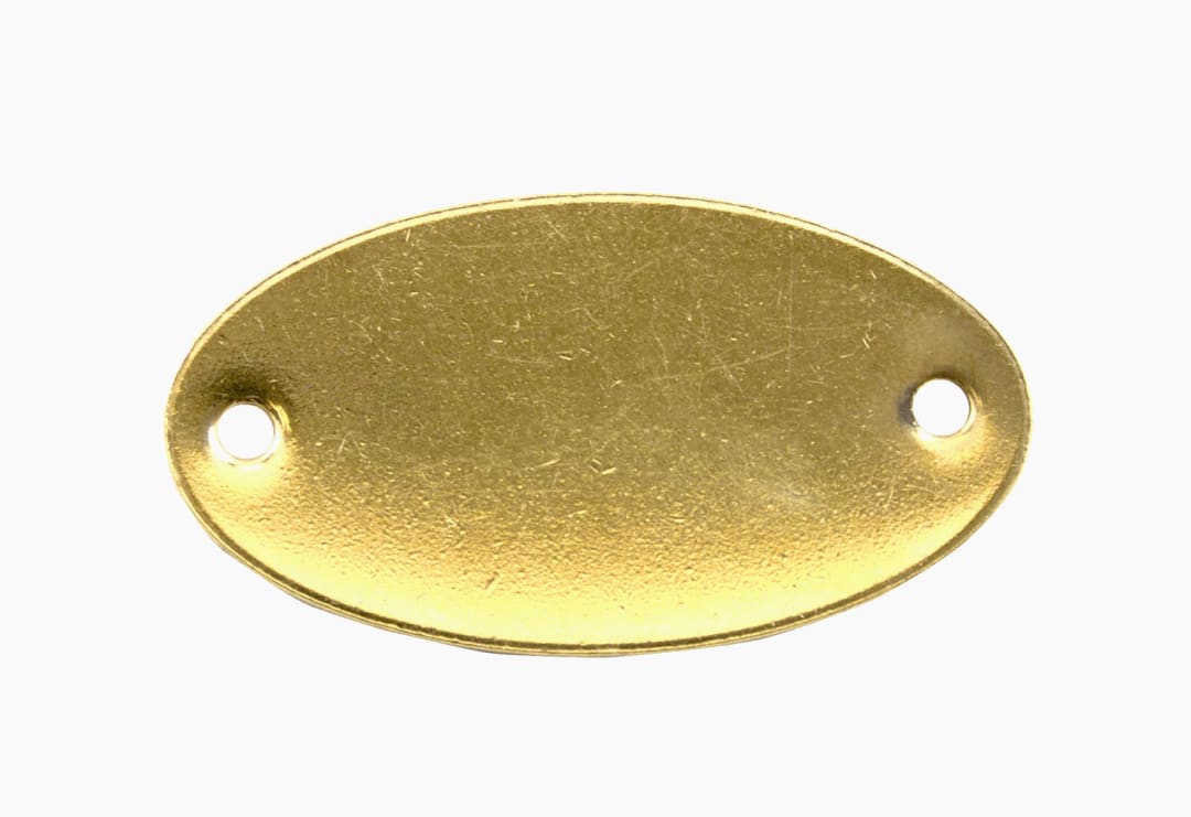 Tag-Oval 1-5/32"x 2-1/16" Brass 25 Pack