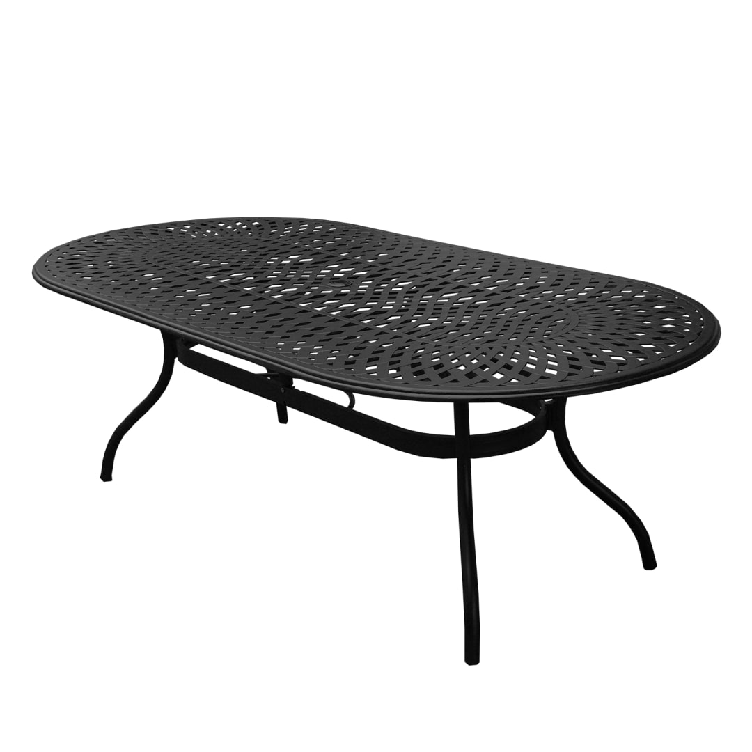 Modern Outdoor Mesh Aluminum 95-in Black Oval Large Patio Dining Table