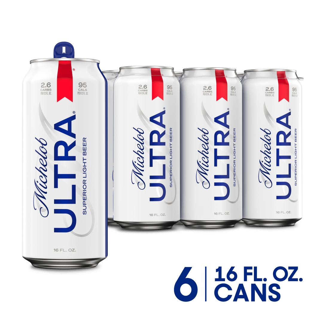 Michelob ULTRA Superior Light American Lager Beer 6 Pack, 16 fl oz Cans