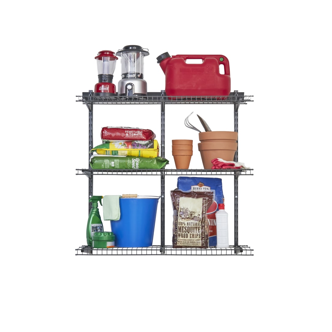 Rubbermaid Garage FastTrack 36" x 12" Shelf Kit, 3-Shelves, Black