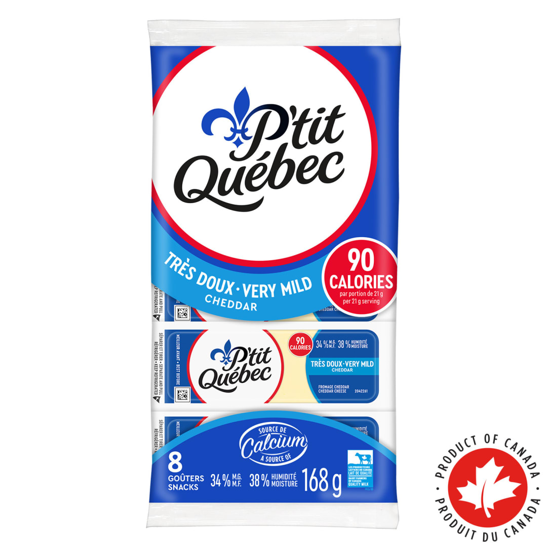 P'tit Québec Very Mild Cheddar Cheese Snacks, 8-Pack, 168g