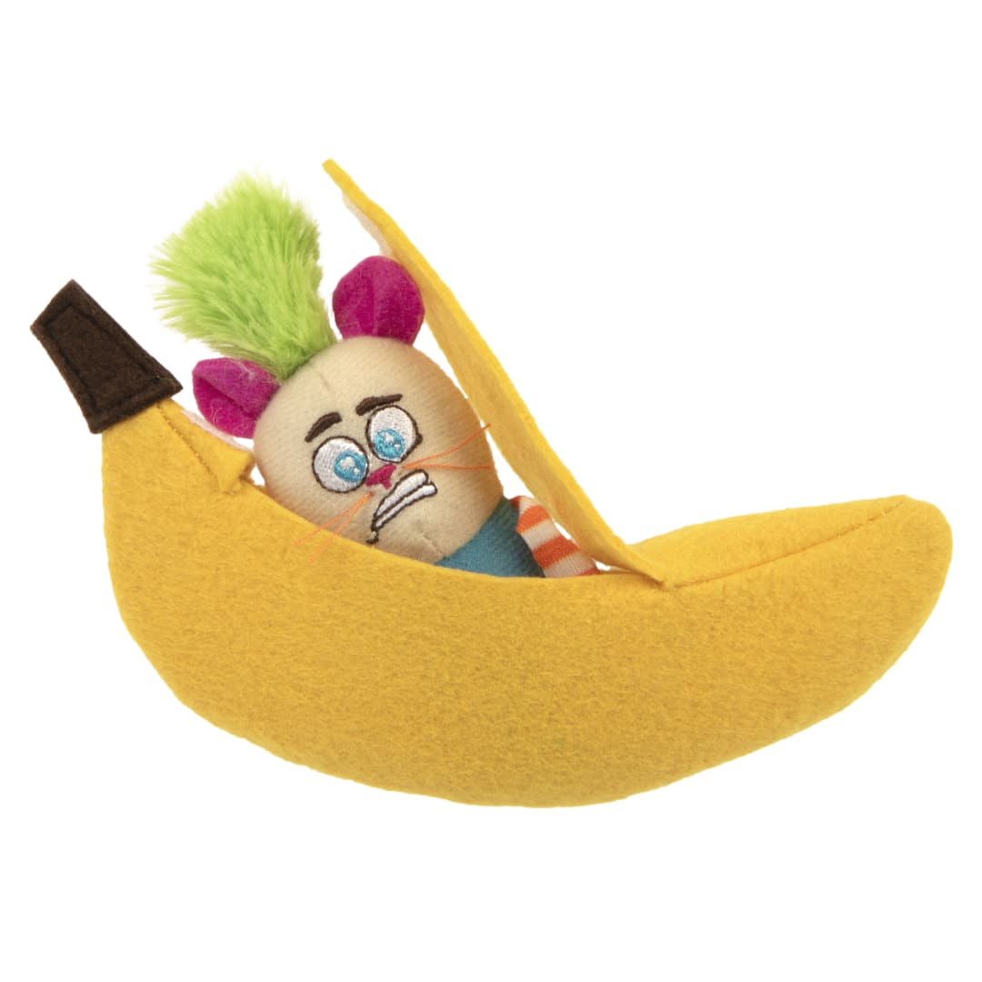 SmartyKat Playful Peeker Plush, Mouse and Banana Catnip Cat Toys (Set of 2)