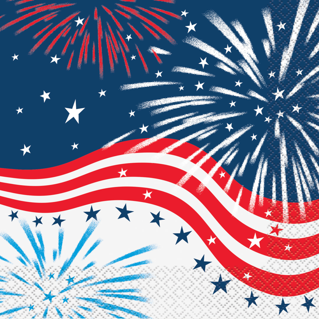 Fireworks 4th of July Luncheon Napkins, 16ct