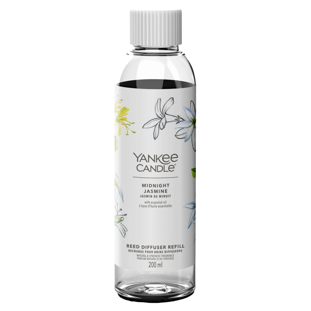 Yankee Candle Signature Recambio para difusor de varillas | Jazmín de medianoche | 200 ml | Hasta 20 semanas de fragancia | Regalo perfecto para mujeres