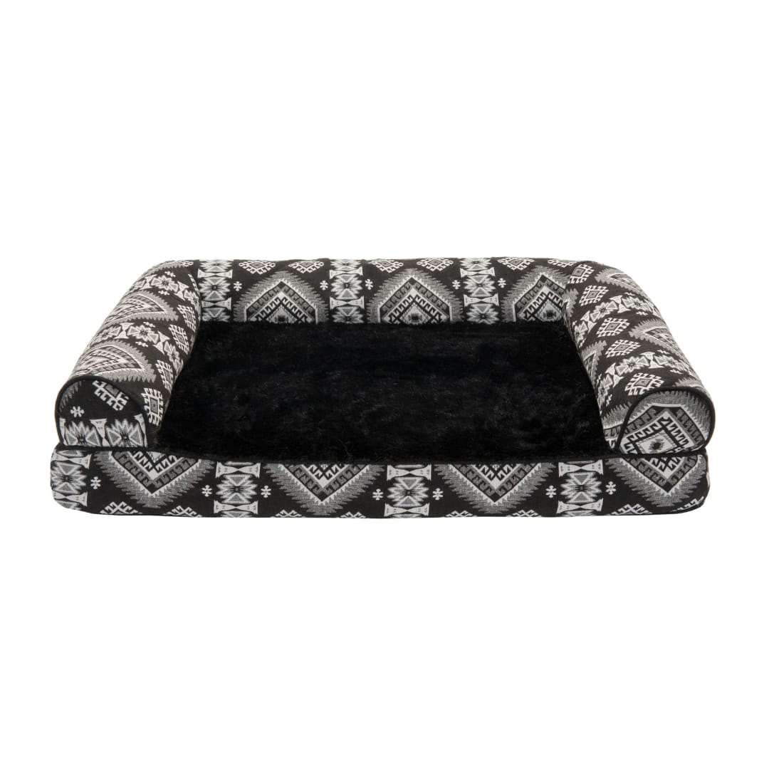 FurHaven Southwest Kilim Orthopedic Sofa Pet Bed, Black Medallion, Medium