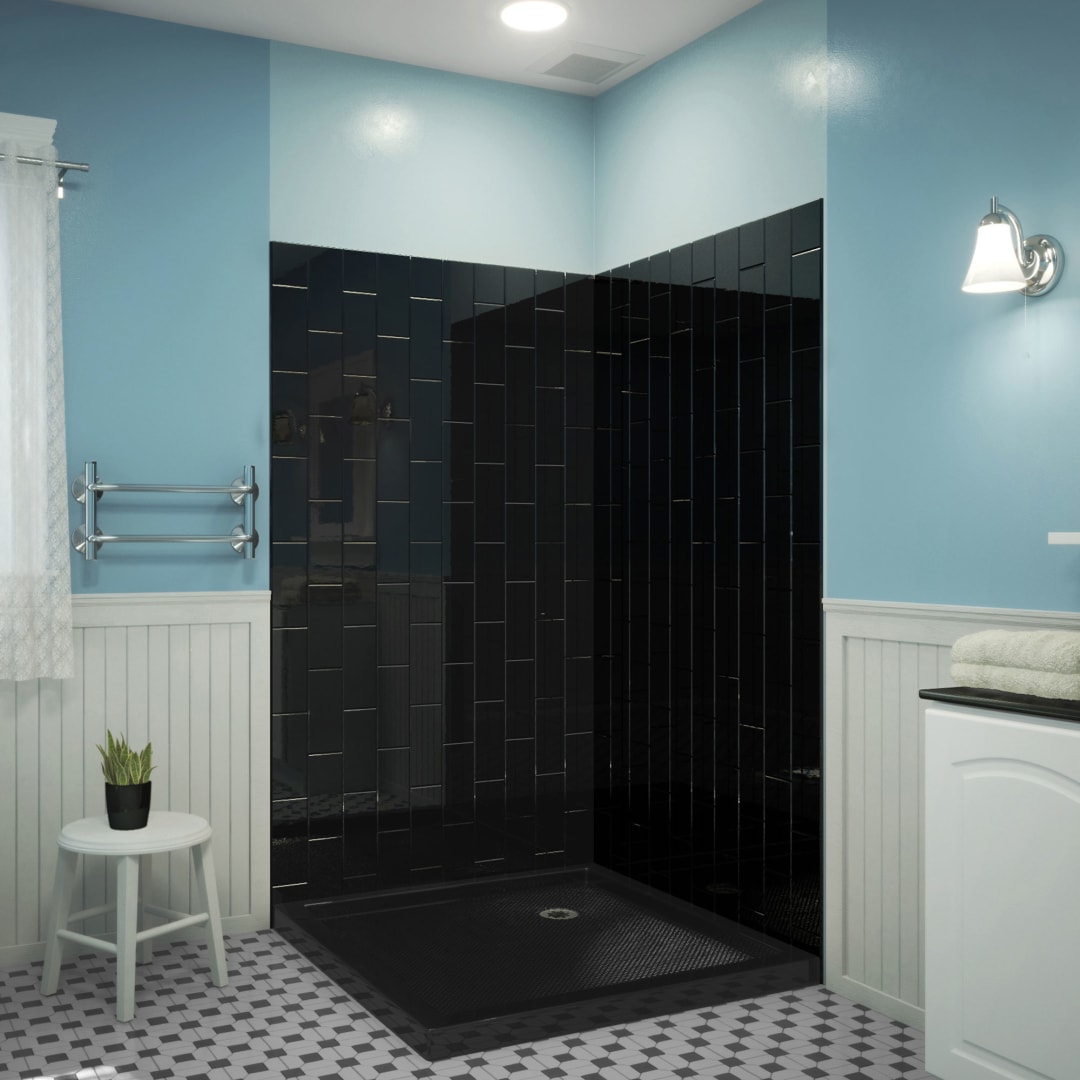 DreamLine QWALL-VS 41 1/2 inch W x 41 1/2 inch D x 76 inch H Acrylic Corner Wall Kit in Black