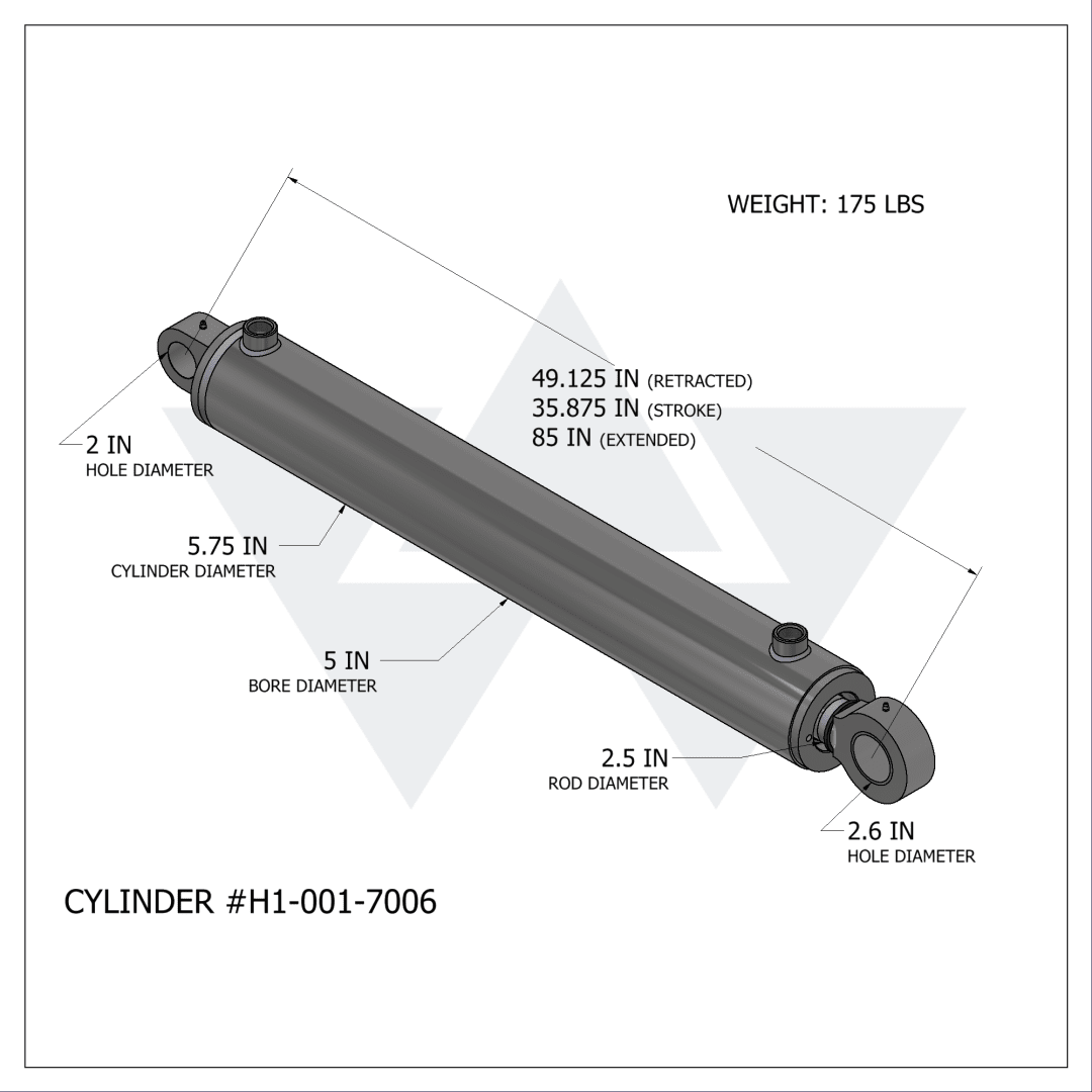 Wastebuilt® Replacement for Heil Outside Upper Panel Cylinder (5" X 2.5" X 35.875")