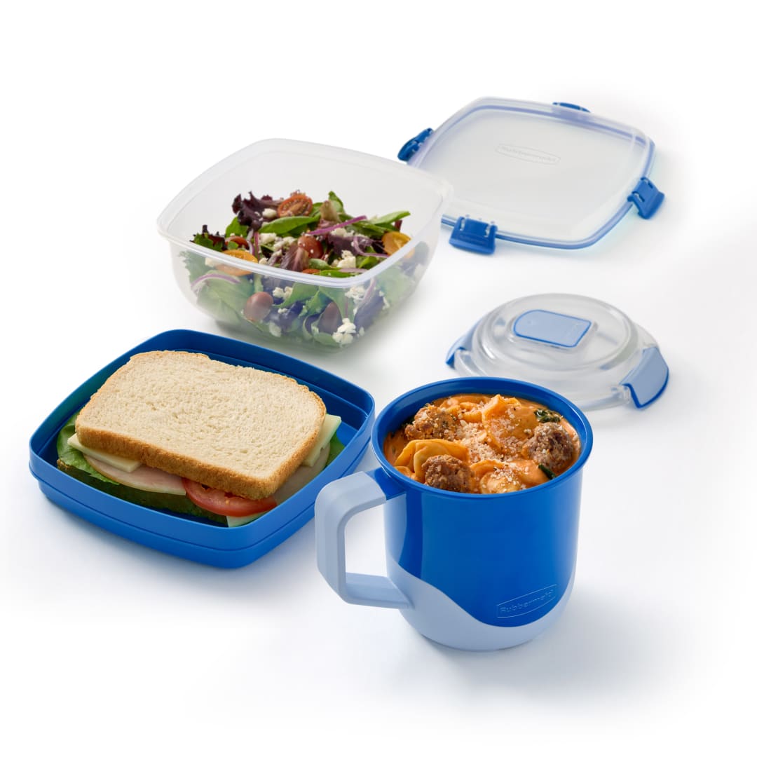 Rubbermaid Pack & Go Set with Leakproof 660 mL Soup Mug and Secure Seal 1.1 L Salad Container, Meal Prep Containers