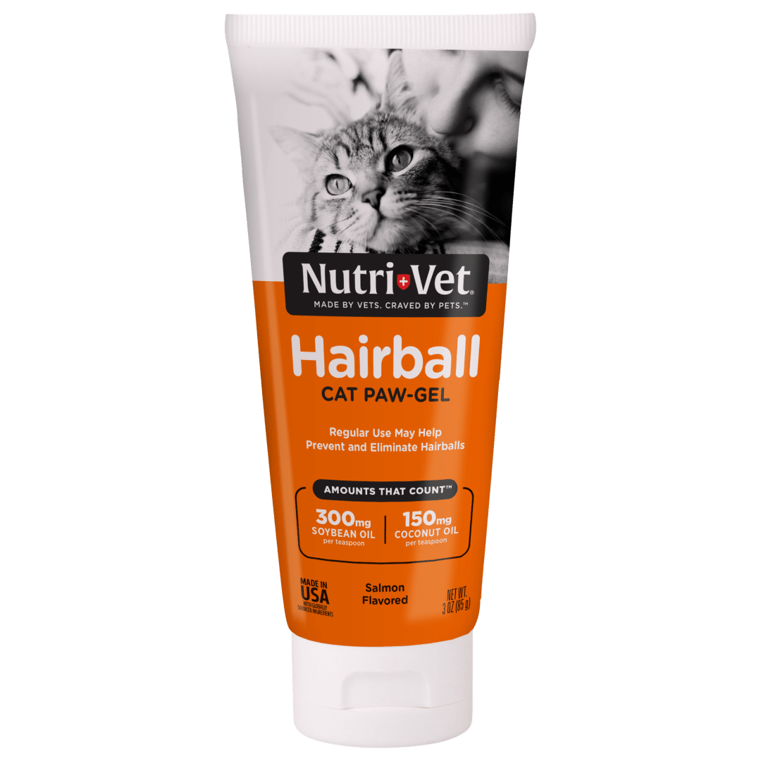 Nutri-Vet Hairball Paw Gel for Cats - Salmon Flavored Gel to Help Reduce and Eliminate Hairballs - 3 oz