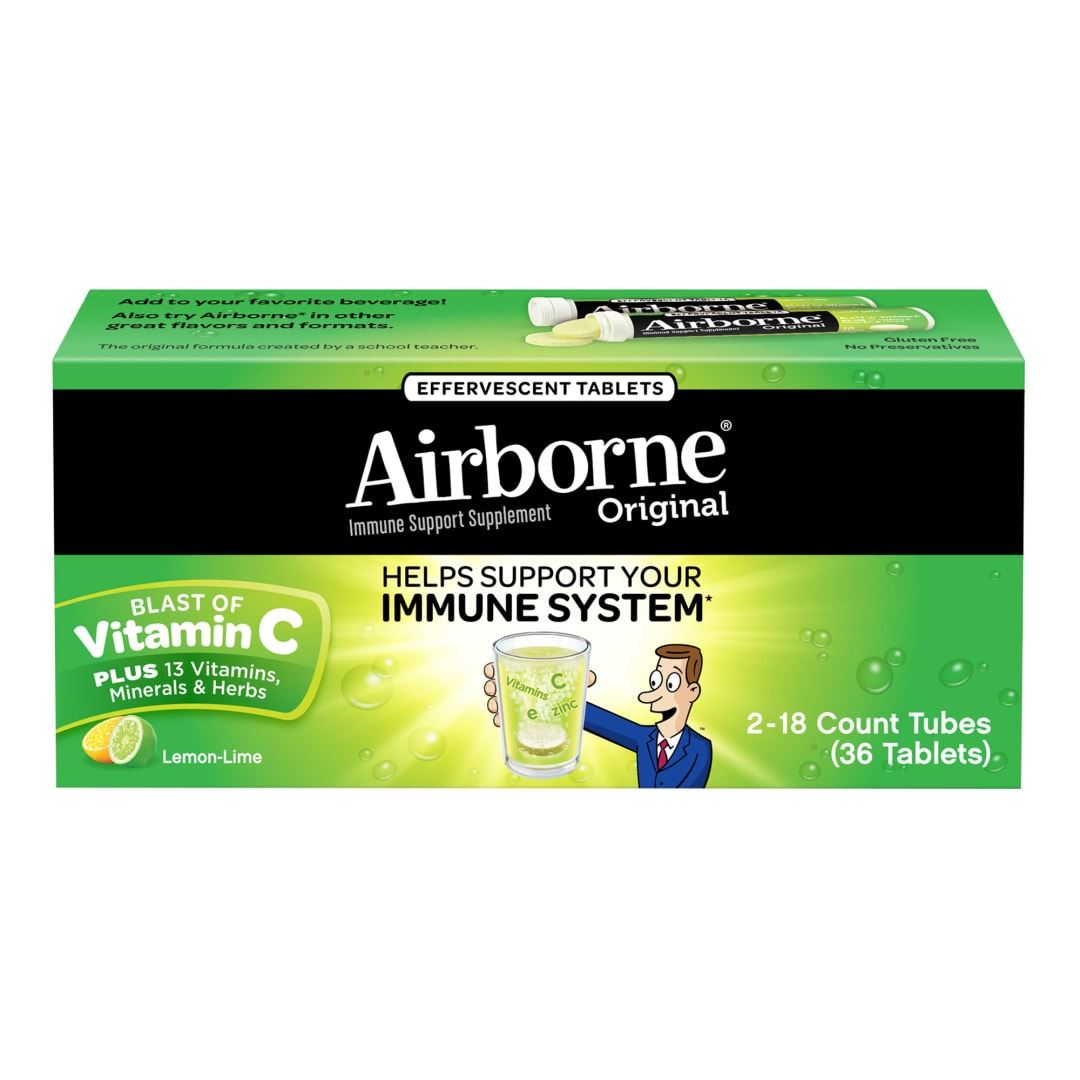 AIRBORNE Effervescent Tablets - Lemon Lime 48/(2x18) ct. (Tube) - COSTCO.COM