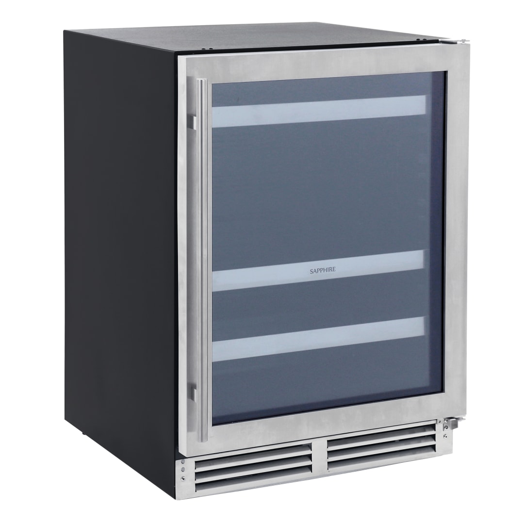 Sapphire Series 3 Premium Indoor/Outdoor Refrigerator w/Glass Door 24" W 219 Can Capacity In Stainless Steel Panel Ready Finish (SBC243SSPR)