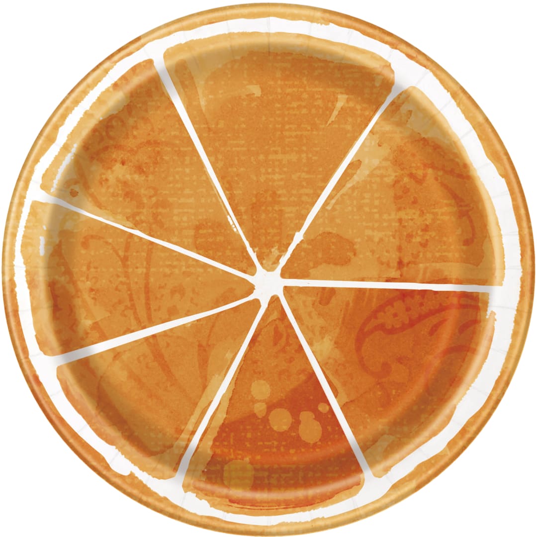 Orange Slice Round 7" Dessert Plates, 8ct