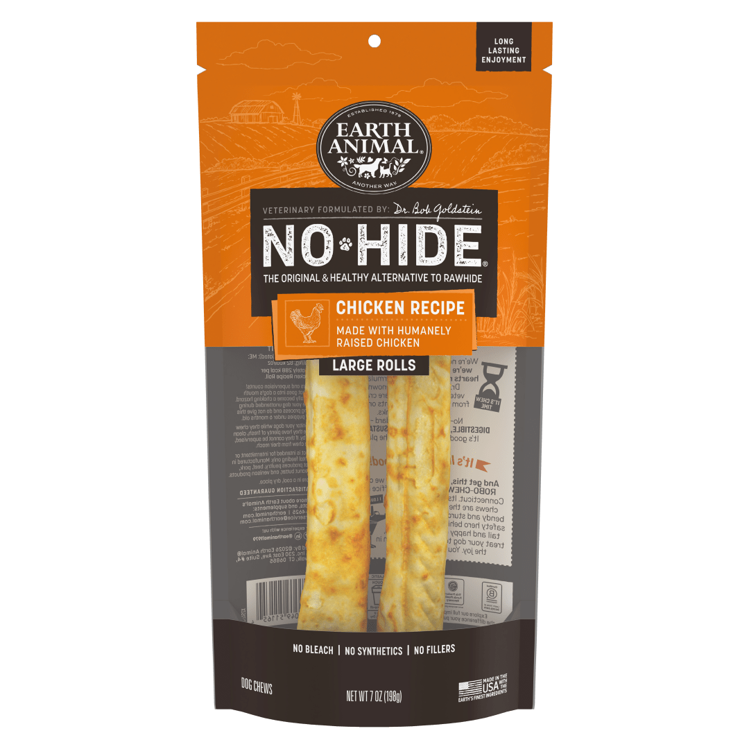Earth Animal No-Hide Rolls Chicken Recipe Large Dog Chews, 2 Pack