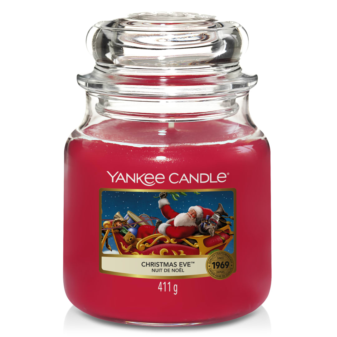 Yankee Candle Vela perfumada | Vela de tarro mediano Christmas Eve | Tiempo de combustión: hasta 75 horas