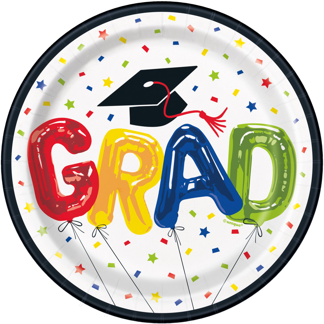 Letter Balloon Grad Round 7" Dessert Plates, 8ct