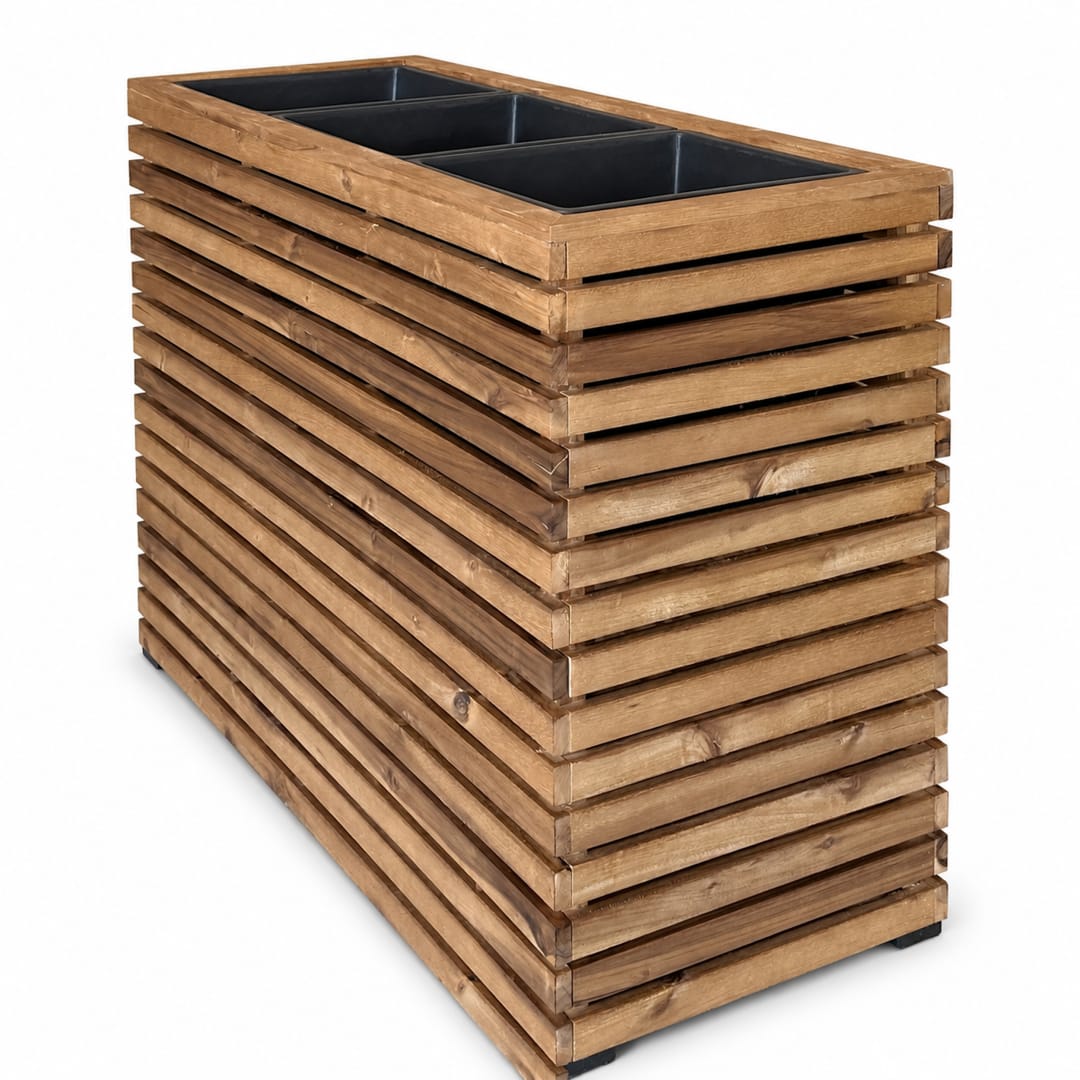 Modern Indoor/Outdoor 31.89 in. Brown Acacia Wood Raised Planter Box