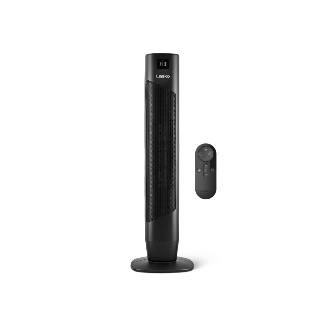 Lasko 32" Digital Ceramic Tower Heater with Extended Heat Zone and Remote Control, Black