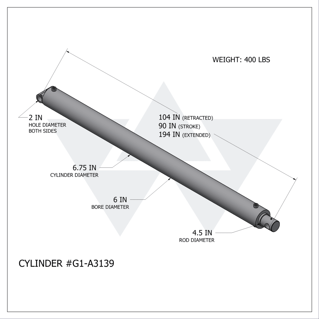 Galbreath™ Hydraulic Cylinder, GP350 (6" X 4.5" X 90")