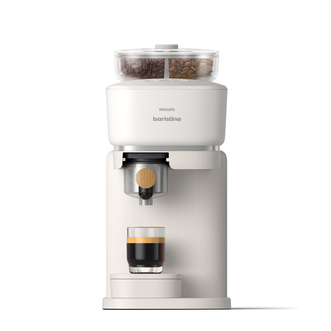 Philips Baristina Dual Bean Automatic Espresso Machine with Grinder, White