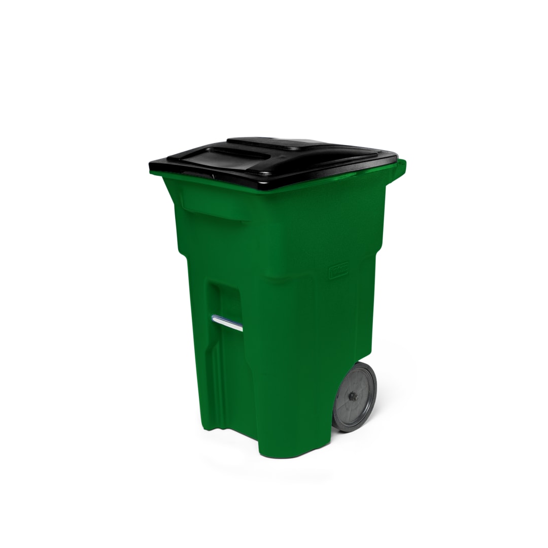 Toter 64 Gal. Trash Can Waste Green with Quiet Wheels and Lid