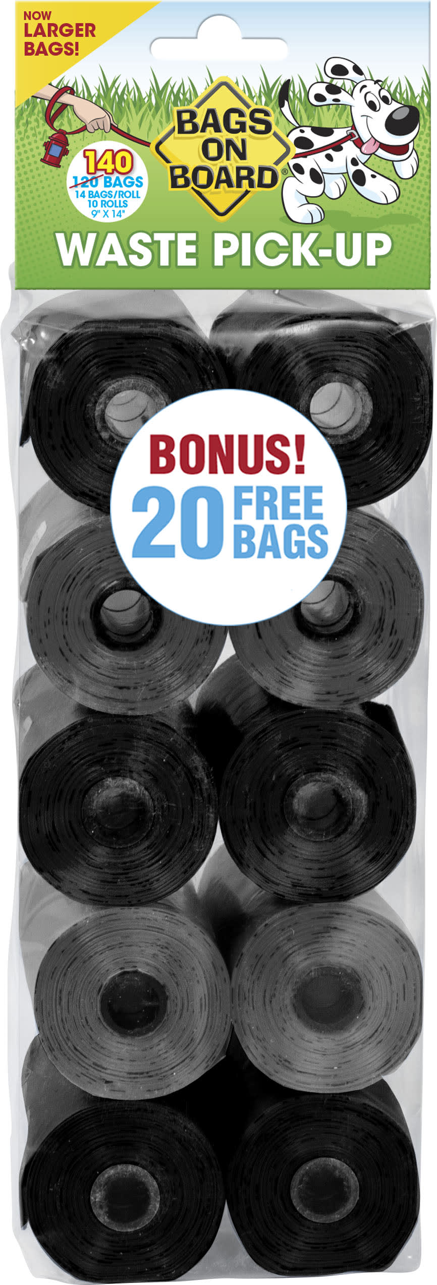 Bags On Board Dog Poop Bags | Strong, Leak Proof Dog Waste Bags | 9 x14 Inches, 140 Black and Grey Bags