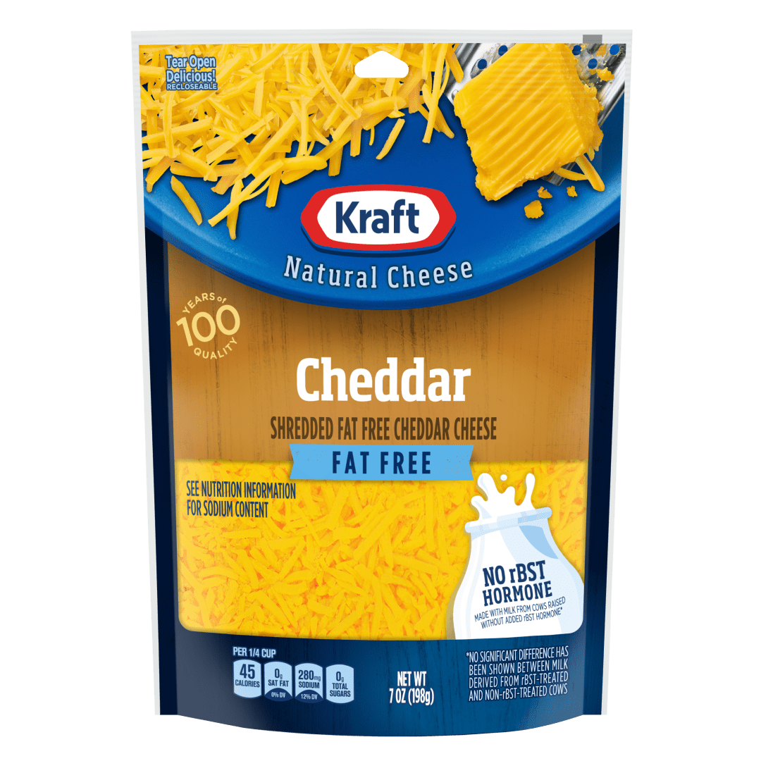 Kraft Natural Fat Free Cheddar Shredded Cheese, 7 oz Bag