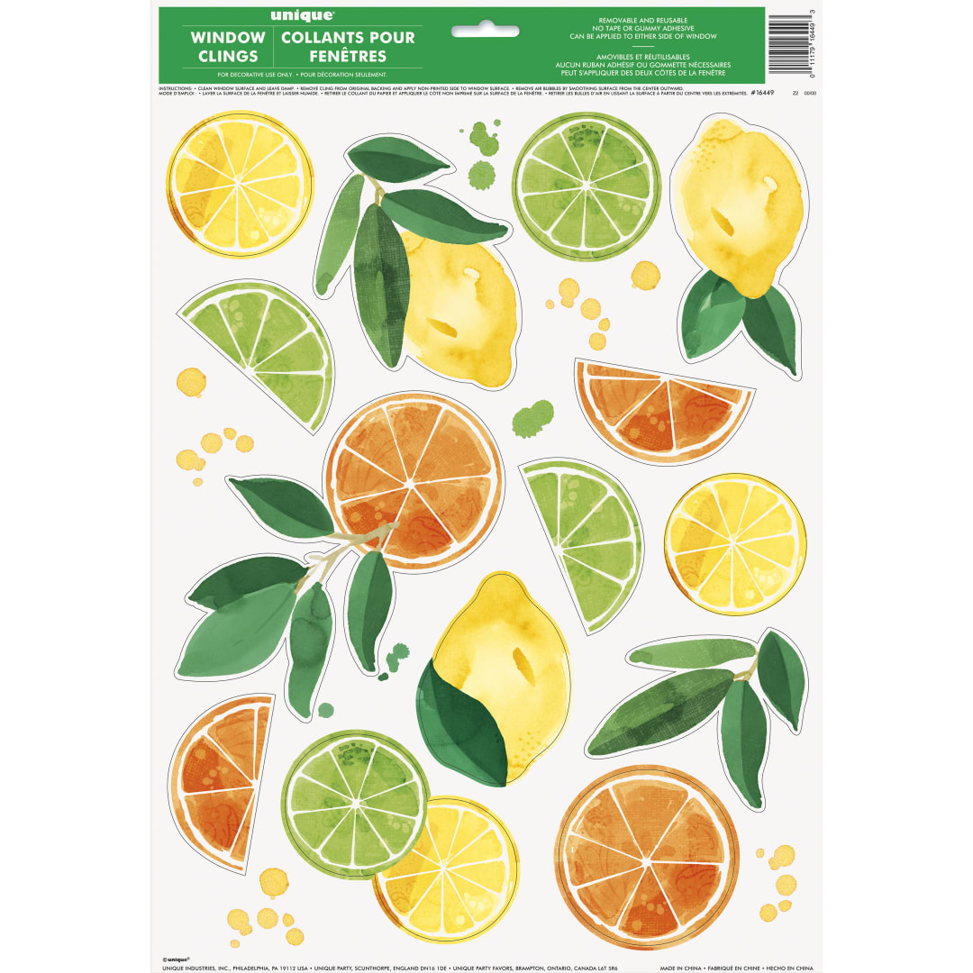Citrus Fruit Window Cling Sheet