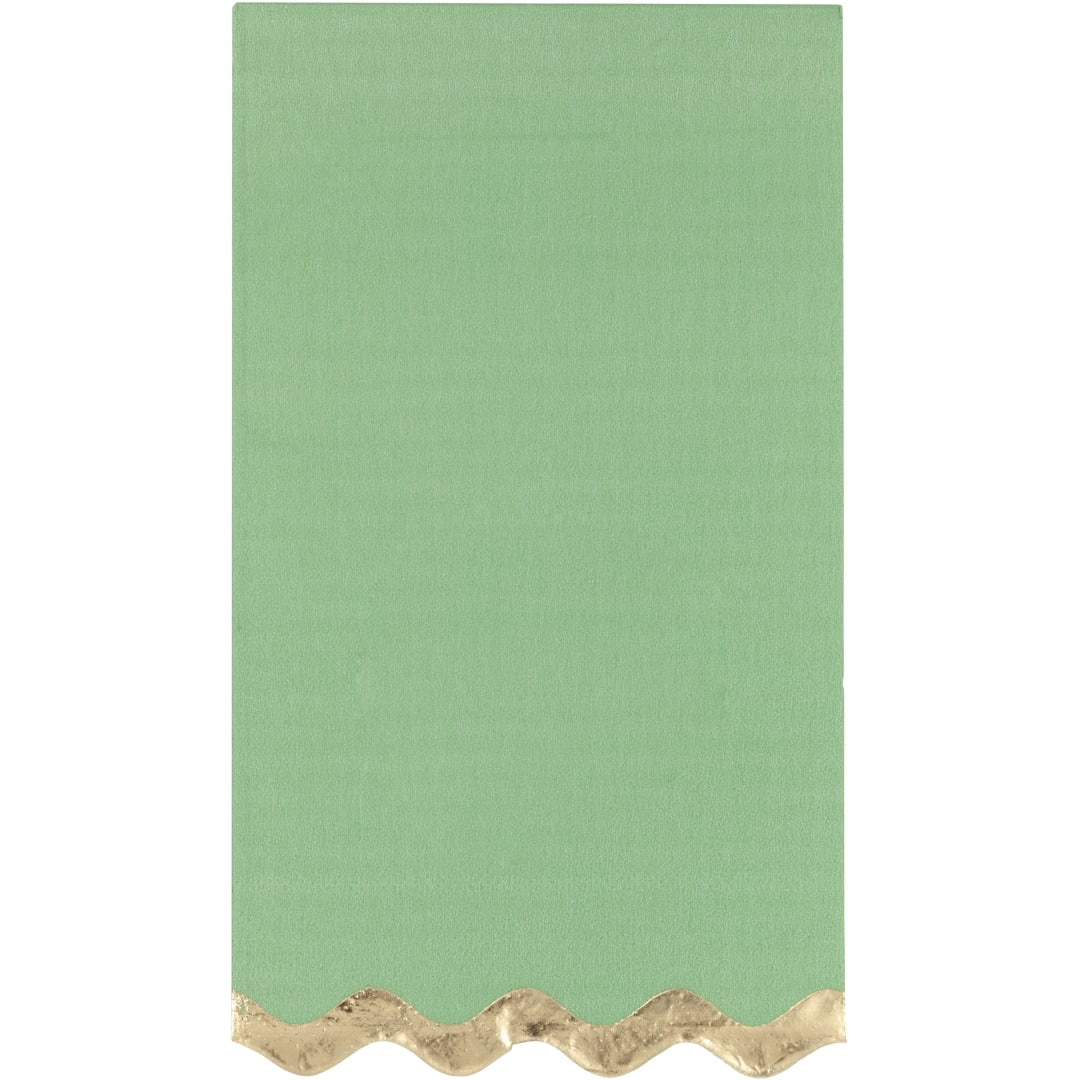Elegant Sage Scalloped Edge Guest Towels, 16ct - Foil Stamping