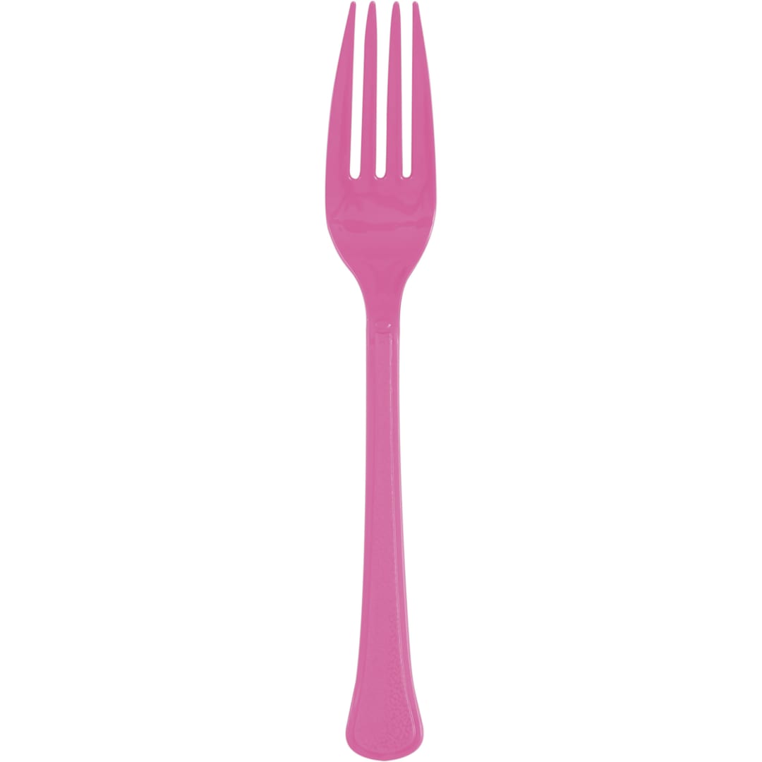 Hot Pink Solid Premium Plastic Forks, 20ct