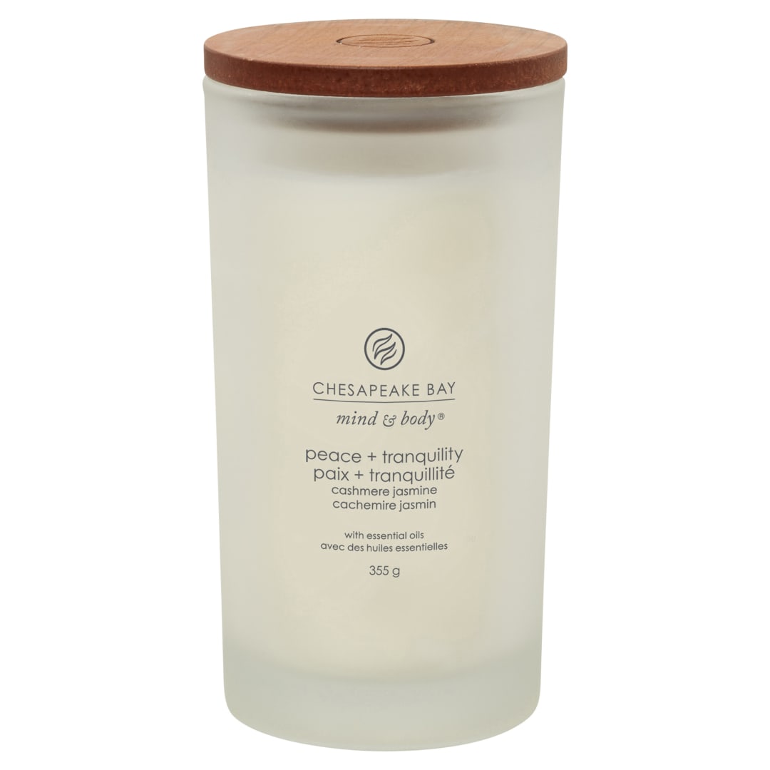 Chesapeake Bay® Scented Candle | Peace + Tranquility (Cashmere Jasmine) Large Tumbler Aromatherapy Candle | Long Burning Candles: up to 82 Hours | Mind & Body Collection | Gifts for Women