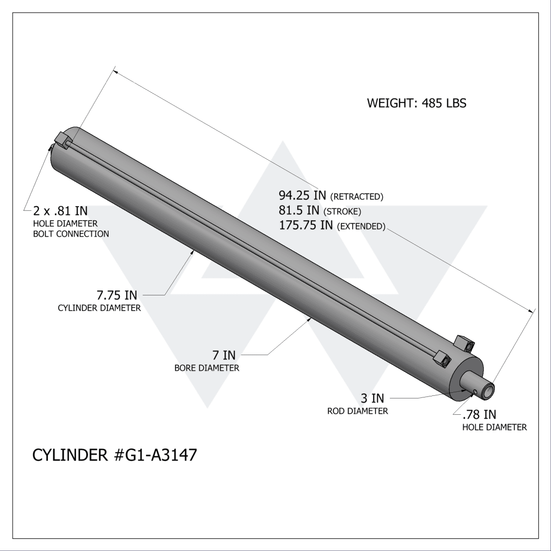 Galbreath™ Hydraulic Winch Cylinder (7" X 3" X 81.5")