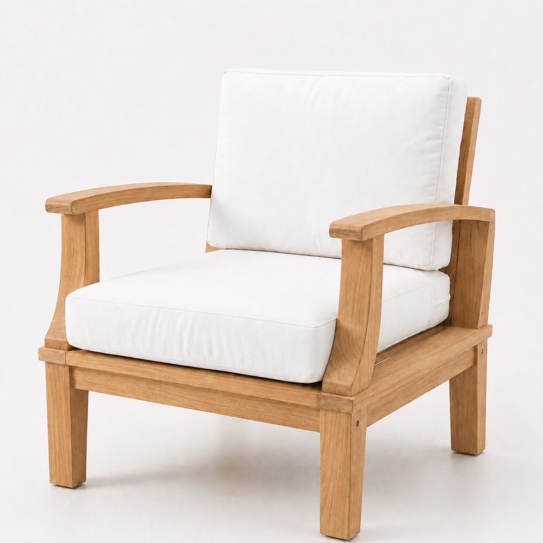 Teak Outdoor Patio Lounge Chair with Cushions