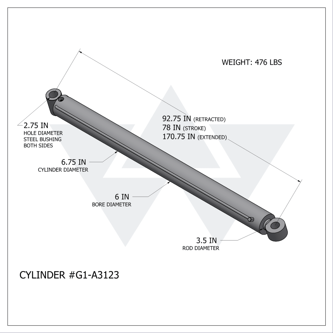 Galbreath™ Double Acting Lift Cylinder (6" X 3.5" X 78")
