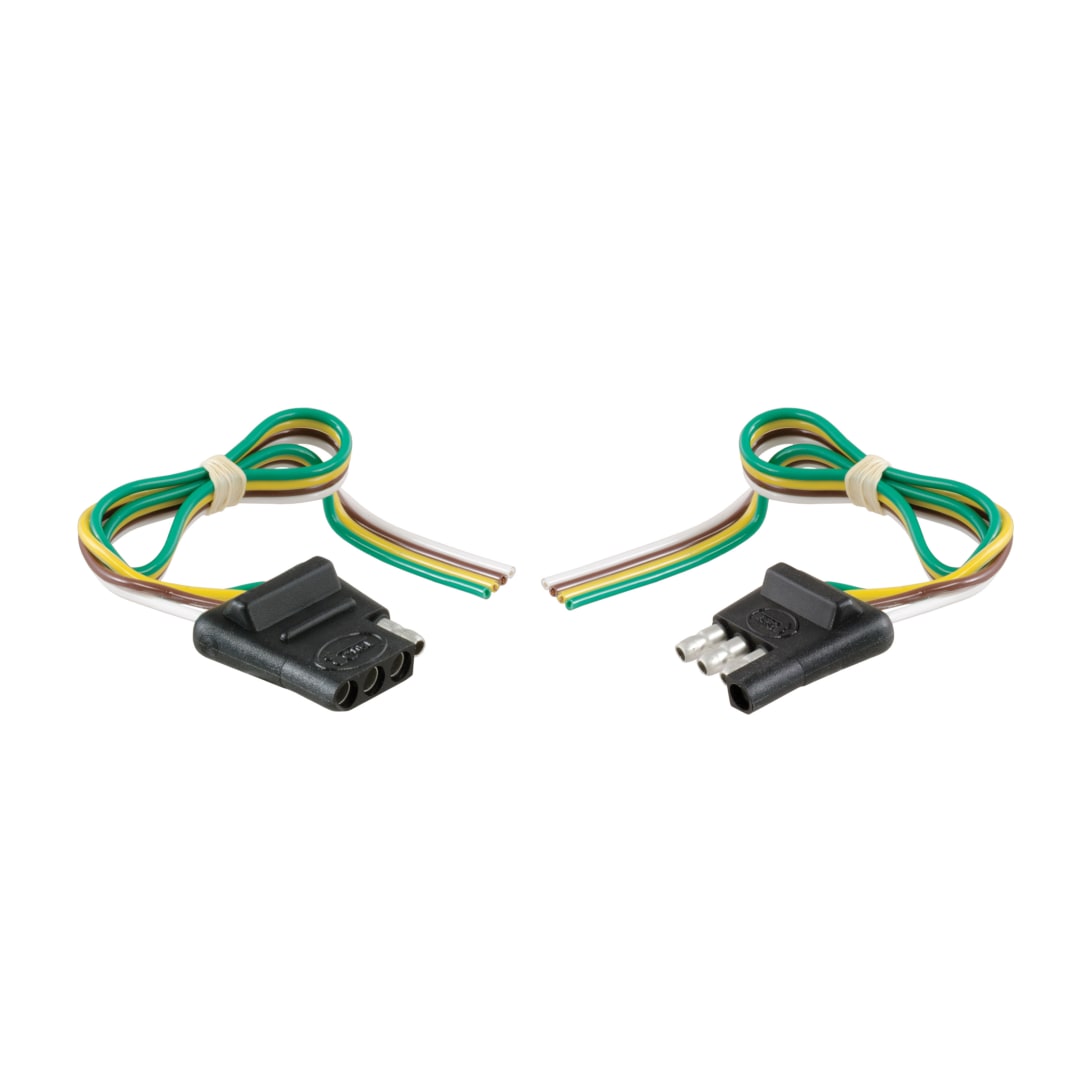 CURT 4-Way Flat Connector Plug & Socket with 12" Wires Each (Packaged) #58304