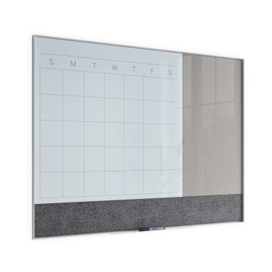 U Brands® Silver Aluminum Frame Magnetic 3-in-1 Glass Dry Erase Calendar Board, 48" x 36" (Actual Size 47" x 35")