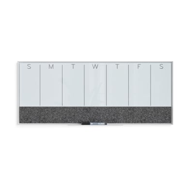 U Brands® White Aluminum Frame Magnetic Glass Dry Erase Weekly Board, 36" x 15.25" Frosted White (Actual Size 35" x 14.25")