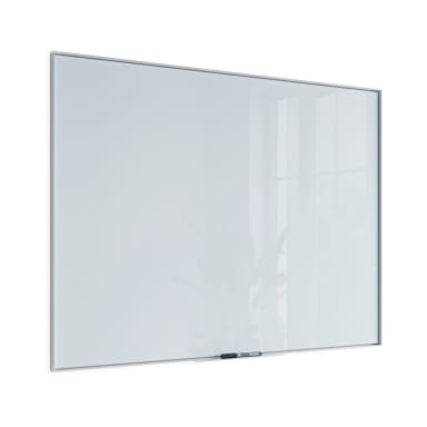 Aluminum Frame Magnetic Glass Dry Erase Board, White, White, 35" x 47", 4 x 3