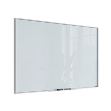 Aluminum Frame Magnetic Glass Dry Erase Board, White, White, 23" x 35", 3 x 2