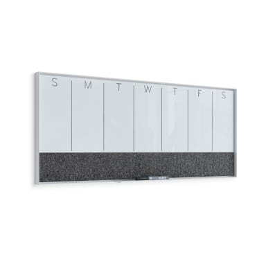 U Brands® White Aluminum Frame Magnetic Glass Dry Erase Weekly Board, 36" x 15.25" Frosted White (Actual Size 35" x 14.25")