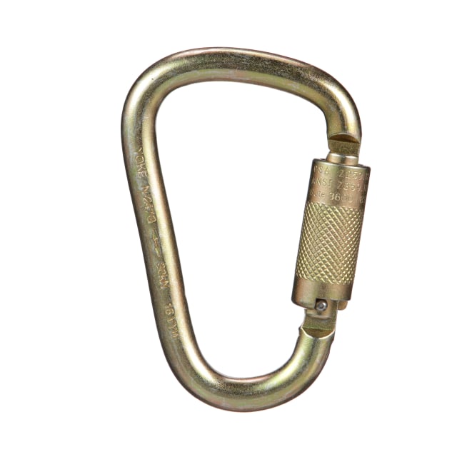 Steel Carabiner, 1" Gate Opening, Auto-Locking, ANSI Z359.12
