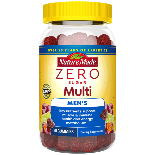 Nature Made Zero Sugar Multivitamin Men's Gummies, Muscle & Immune Support, Aspartame Free, 90 Sugar Free Multivitamin Gummies, 45 Day Supply