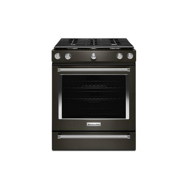 KitchenAid 5.8 Cu. Ft. Slide-In Natural Gas Range with PrintShield™ Finish in Black Stainless Steel, KSGG700EBS