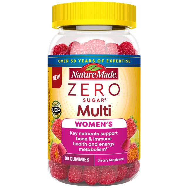 Nature Made Zero Sugar Multivitamin Women's Gummies, Bone & Immune Support, Aspartame Free, 90 Sugar Free Multivitamin Gummies, 45 Day Supply