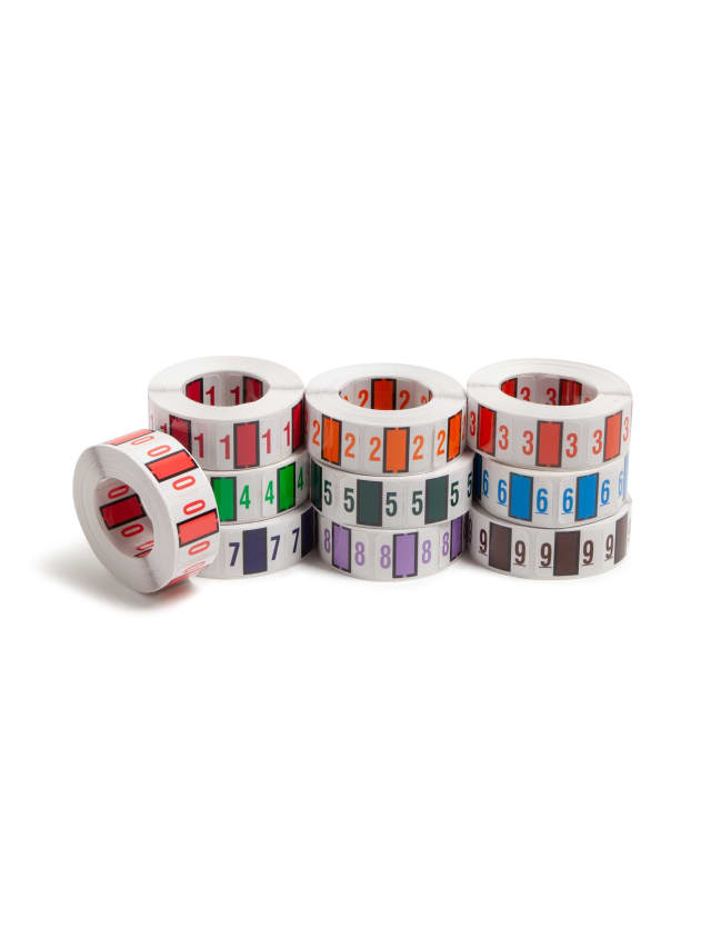 BCCRN Bar Style Color-Coded Numeric Labels, 0-9 Rolls